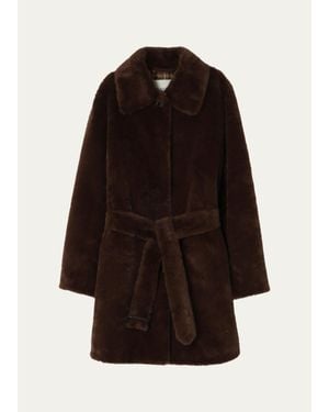 Burberry Belvedere Faux Fur Car Coat - Black