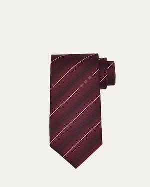Tom Ford Linen Diagonal Stripe Tie - Purple