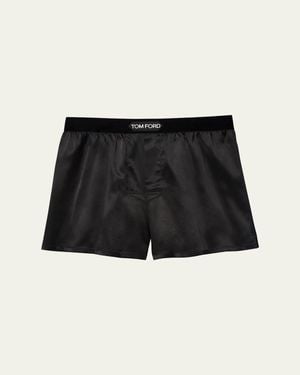 Tom Ford Silk Jacquard Logo Boxers - Black