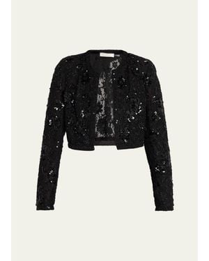LoveShackFancy Eloweth Sequined Cropped Jacket - Black