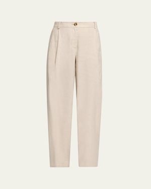 Toccin Elowen Pleated Pants With Ankle Ties - Natural