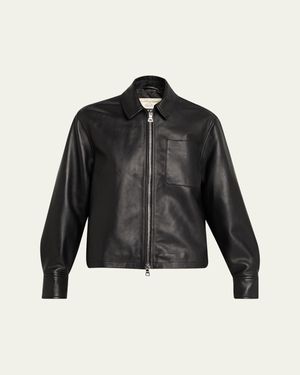 Officine Generale Rhea Lambskin Leather Jacket - Black