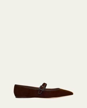 Loeffler Randall Ginger Velvet Mary Jane Ballerina Flats - White
