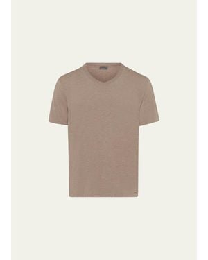 Hanro Casual V-Neck T-Shirt - Natural