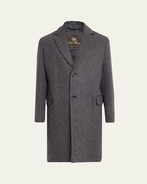Loro Piana John Cashmere And Linen Single-Breasted Overcoat - Gray
