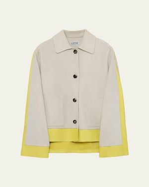 Loewe Turn Up Leather Colorblock Jacket - Metallic