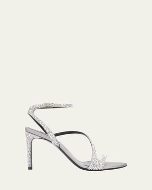 McQueen 90Mm Skull Embellished Satin Ankle-Strap Sandals - White