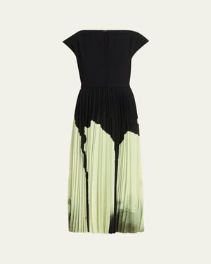 Jason Wu Pleated Abstract-Print Midi Dress - Multicolor