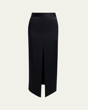 Tom Ford Tailored Crepe Envers Satin Slit Maxi Skirt - Blue