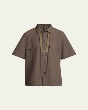 Sacai Drawstring Short-Sleeve Utility Shirt - Brown
