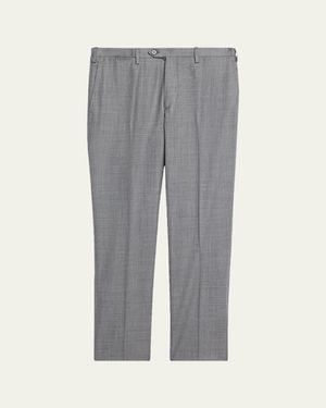 Kiton Wool Twill Flat-Front Pants - Gray