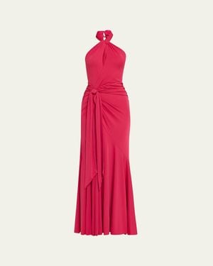Cinq À Sept Gulliame Jersey Halter-Neck Gown - Pink