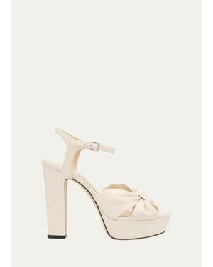 Jimmy Choo Heloise Leather Ankle-Strap Platform Sandals - Natural