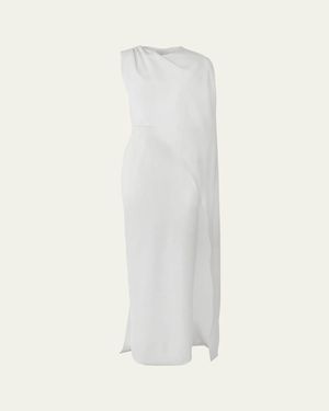 Carolina Herrera Draped Cape Column Gown - White