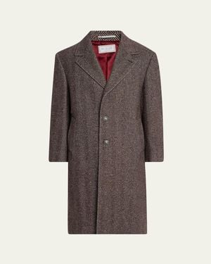 Brunello Cucinelli Chevron Raglan-Sleeve Overcoat - Brown