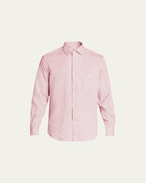 Loro Piana Andre Long-Sleeve Linen Shirt - Pink