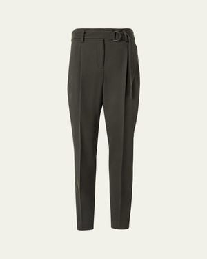 Akris Punto Fred Belted Wool Ankle Pants - Gray