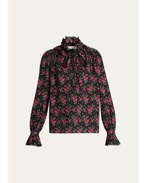 Chloé Floral Silk Top - Brown
