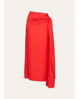 Heirlome Helena Knotted Wrap Silk Maxi Skirt - Red