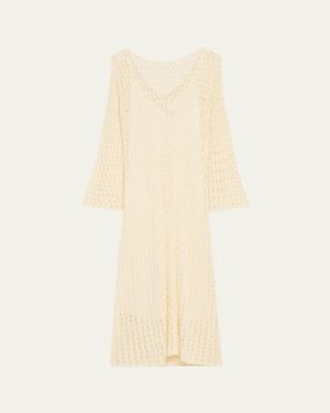 Altuzarra Jemmy Open Knit Long-Sleeve Midi Dress - Natural