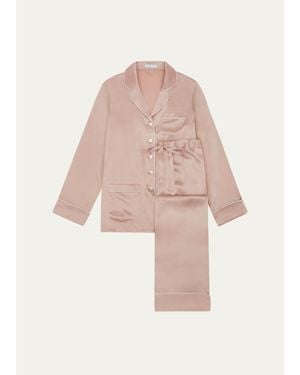 Olivia Von Halle Coco Straight-Leg Silk Satin Pajama Set - Pink