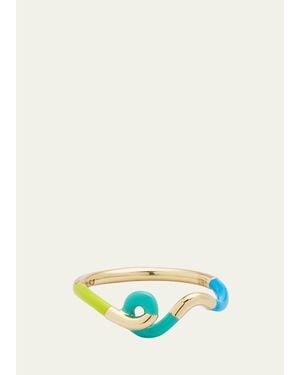 Bea Bongiasca Wow Mini Snake Ring With Lime And Mint Enamel - Multicolor