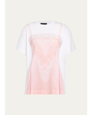 Simone Rocha Slip Dress Trompe L'Oeil Print Short-Sleeve T-Shirt - Pink