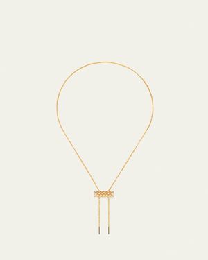 Nouvel Heritage 18K Semi Pave Latch Pendant On Mm Chain Necklace - Natural
