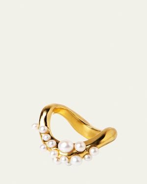 Beatriz Palacios 18K Vermeil Wave Ring With Freshwater Pearls - Metallic