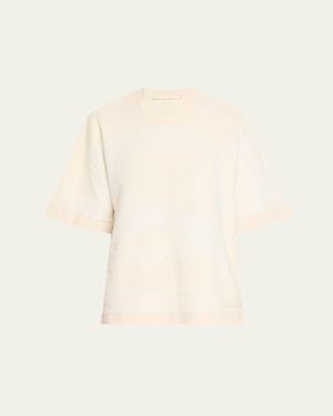 Jason Wu Crewneck Looped Fringe Jacquard T-Shirt - Natural
