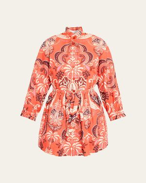 Cara Cara Beatrice Printed Mini Shirtdress - Red