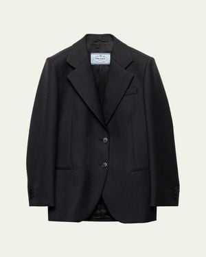 Prada Wool Gabardine Single-Breasted Blazer - Blue