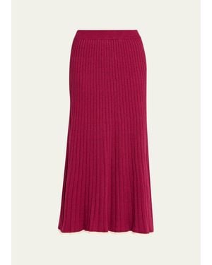 Anna Quan Felicia Rib-Knit Midi Skirt - Red