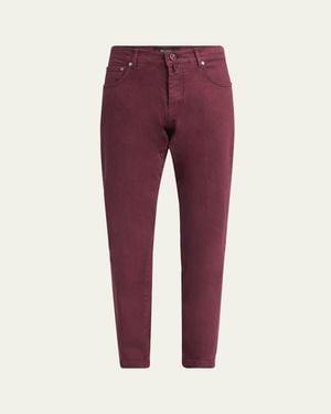 Kiton Cotton Stretch Slim Five-Pocket Pants - Red