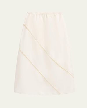 DIOTIMA Tobago Lattice-Inset Silk Midi Skirt - Natural