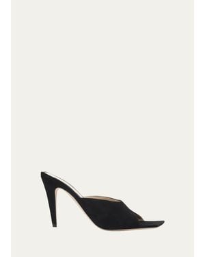 Christen 95Mm Edge Suede Mules - Natural