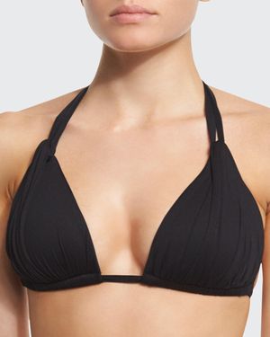 La Blanca Island Goddess Halter Bikini Swim Top - Black