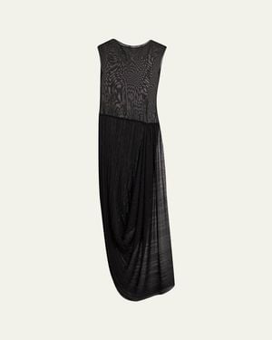 Balmain Flechage Semi-Sheer Draped Dress - Black