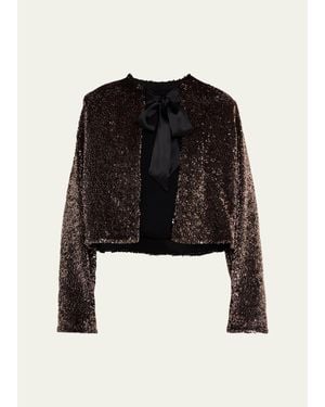 Veronica Beard Bancroff Embellished Tie-Neck Jacket - Black