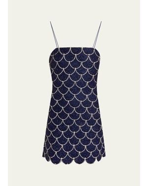 Alice + Olivia Nina Embellished Mini Dress - Blue