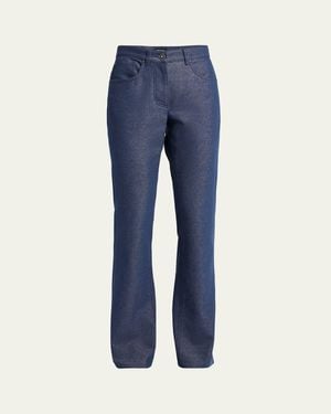 Giorgio Armani Bootleg Jeans With Logo Embroidery - Blue