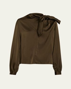 Ramy Brook Harry Tie-Neck Silk Blouse - Green