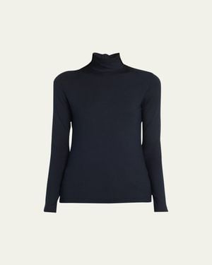 Akris Silk-Cotton Jersey Turtleneck Top - Black