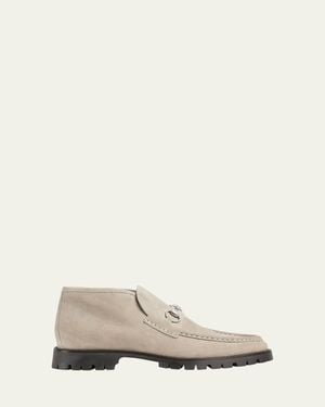 Gucci Sylke Suede Bit Lug-Sole Chukka Boots - Natural