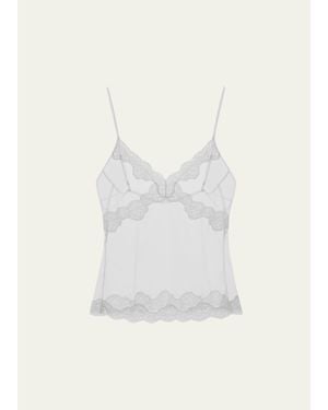 16Arlington Clio Lace-Trim Sheer Top - Natural