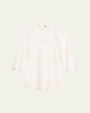 Jonathan Simkhai Sarina Embroidered Long-Sleeve Mini Dress - Natural