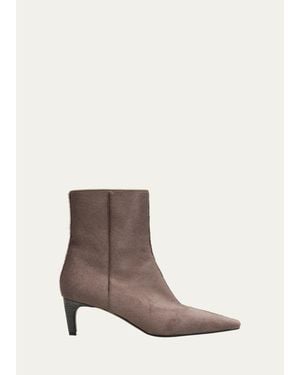 Brunello Cucinelli 50Mm Monili-Heel Calf Hair Ankle Boots - Brown