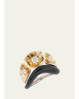 Nikos Koulis Look 18K Diamond And Enamel Ring - Natural