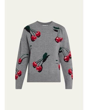 Monse Multi Cherry Wool Crewneck Sweater - Gray