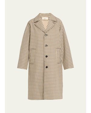 6397 Motaring Check Wool Coat - Natural